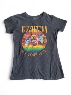 Led Zeppelin Icarus 1975 Tour Graphic Baby Tee Black Large Retro